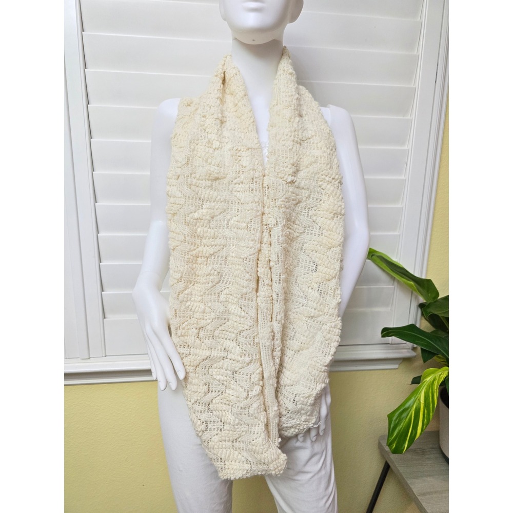 Cream Y2K 90s Knit Cozy Infinity Scarf OSFM